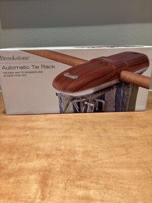Brookstone Automatic Tie Rack Holds 54 Ties & 4 Belts with Built In Light NEW 