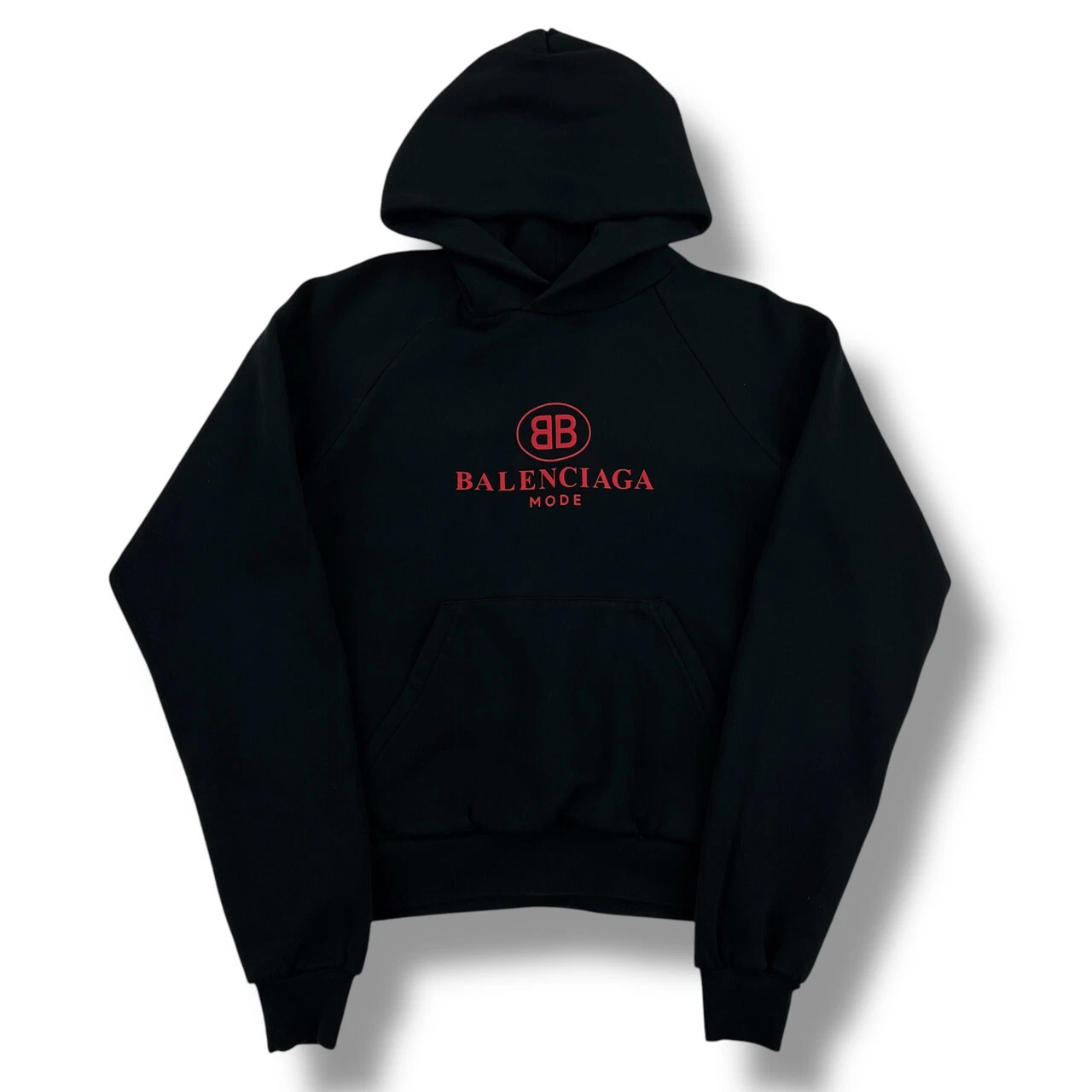 Felpa con cappuccio Balenciaga Mode nera e rossa