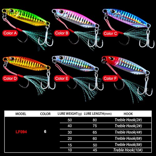 Lote de 6 señuelos de pesca micro plantilla de metal mariposa cebo jigging atún lento - Imagen 22 de 22