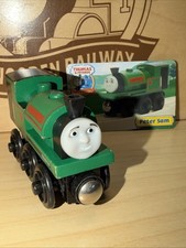 PETER SAM  THOMAS FRIENDS TRAIN WOODEN  2003 SQUARE FUNNEL CGI FACE W/CARD