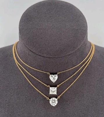 9 Ct Certified Treated Gorgeous Triple Layered White Diamonds Pendant.925 Silver