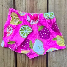 Place Girls 4T Pink Multicolor Fruit Print Shorts Drawstring Elastic Waist