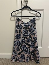 Show Me Your MuMu Pink Blue Floral Mini Dress Strappy Sleeveless Size S