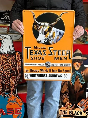 Antique Vintage Style Metal Sign Texas Steer Made in USA