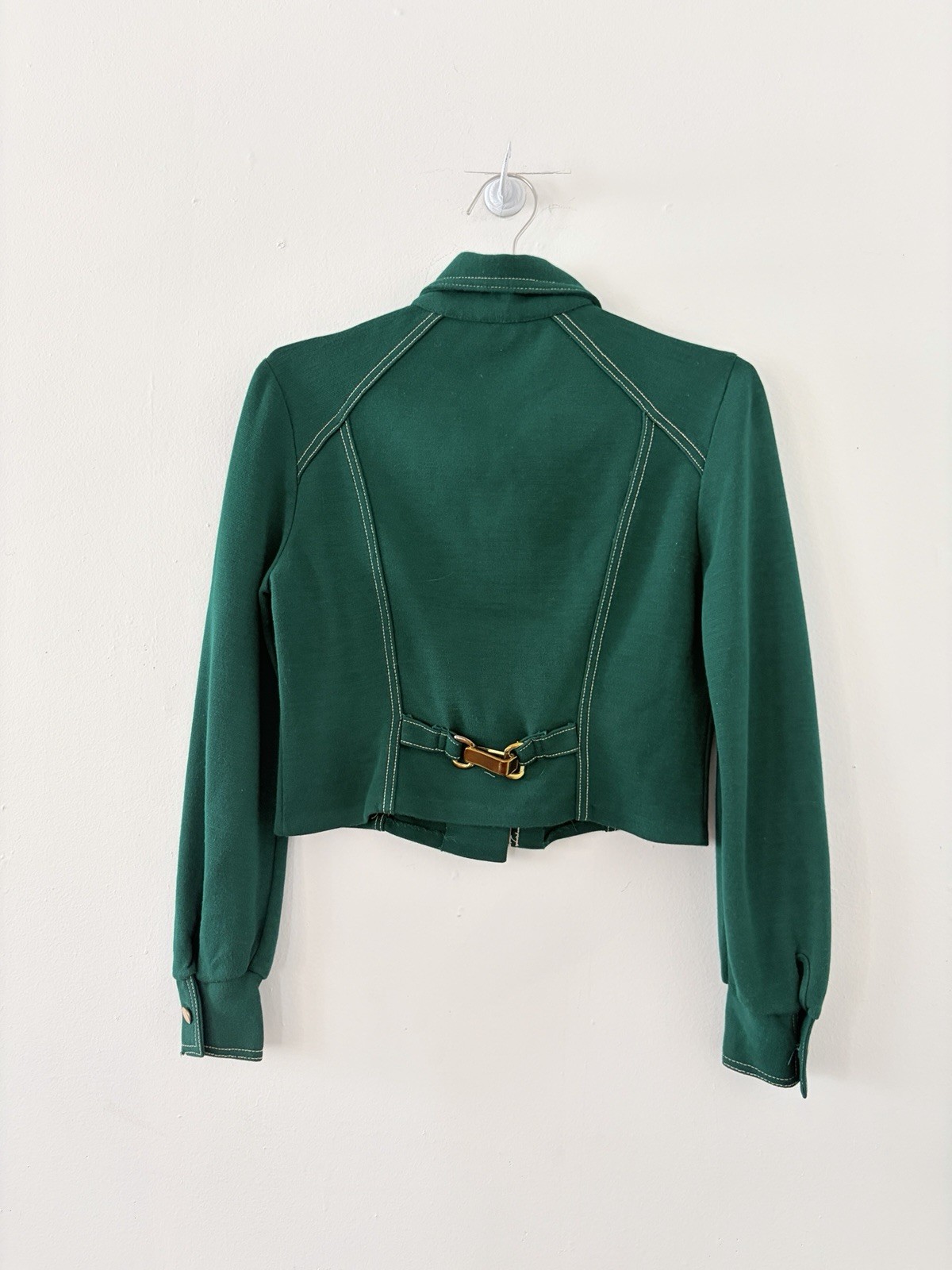 60s Mod Pointed Collar Cropped Button Jacket Bras… - image 6