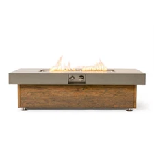 48-inch Propane Fire Pit Table with Wood Grain Finish - Elegant Design, Build,