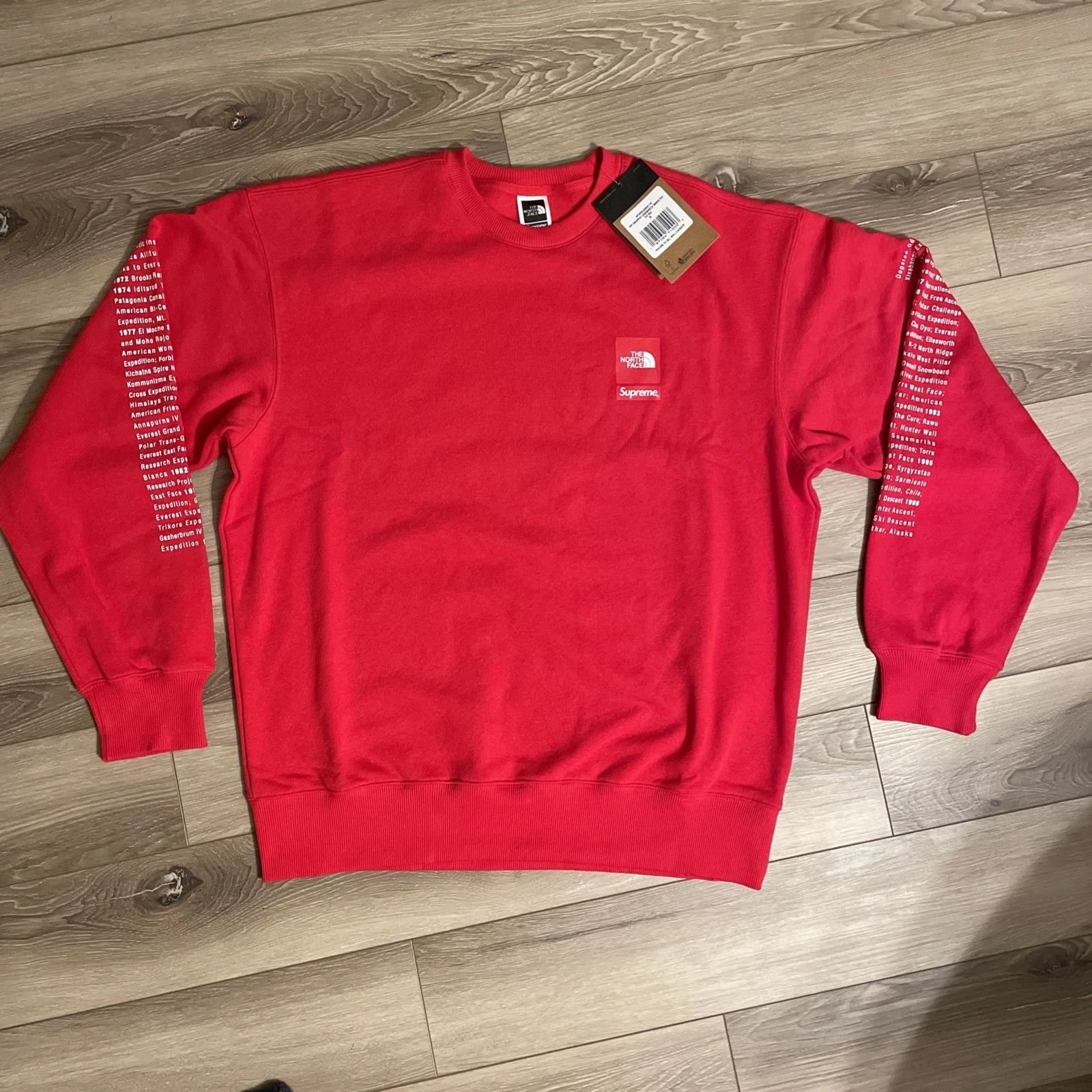 RARE chemise manches longues rouge col rond Supreme X The North Face taille MED neuve