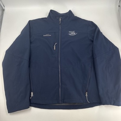 Eddie Bauer Soft Shell Full Jacket Navy Blue Full Zip Pocket XL Outdoor Logo