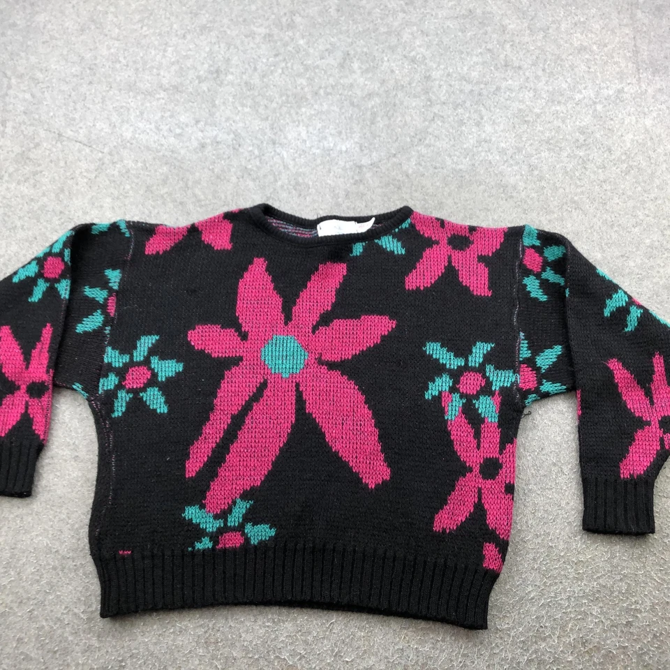 Suéter Vintage Western Connection Mujer Grande Tejido Floral Hecho en Gran Bretaña Años 80 Foto 2 de 4