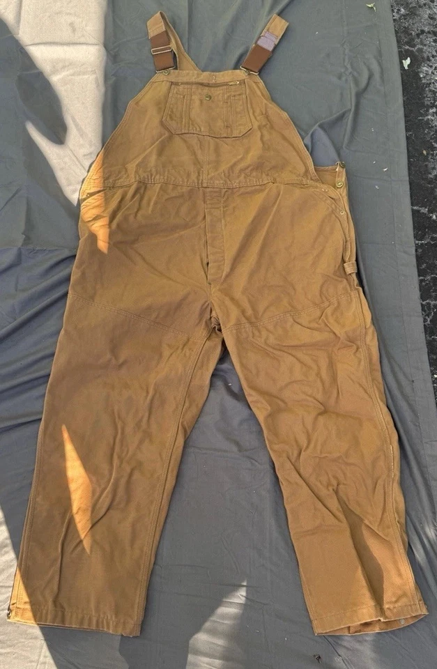 Work n Sport Men's Beige Denim Bib Overalls sz 50 X 30 New Without Tag 0029 - Image 3 of 4