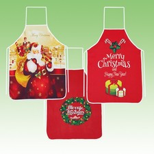 Violet Linen Holiday Xmas Ornaments Santa Printed Pattern Kitchen Apron