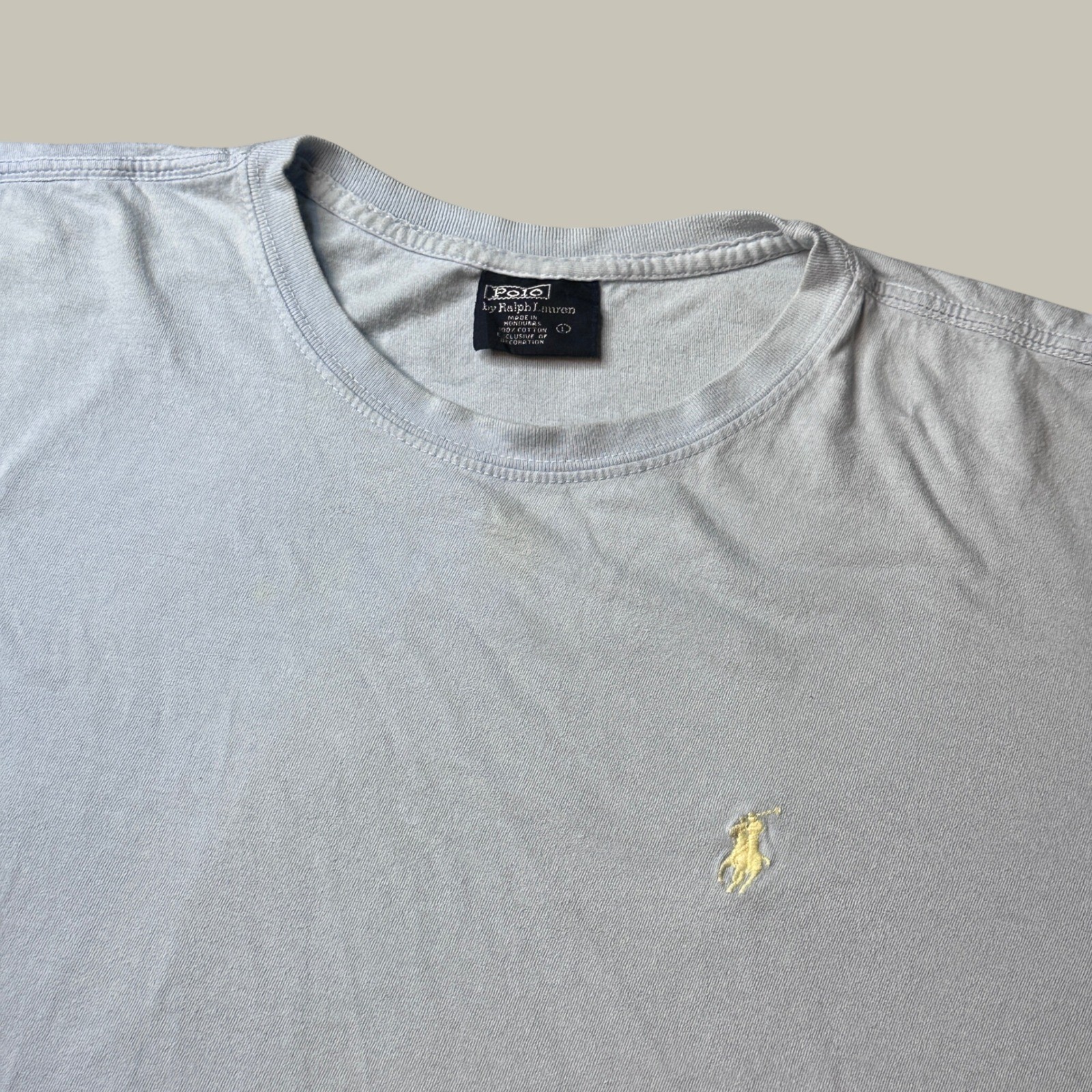 Vintage Polo Ralph Lauren T-Shirt Mens L Classic Fit Light Blue Pony Logo 90s