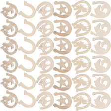 36 Pcs Diy Painting Slices Horseshoe Set Blanks Design Wood Chips