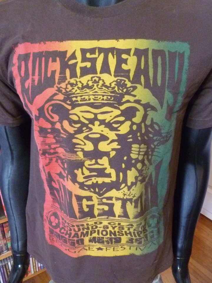 ROCKSTEADY KINGSTON REGGAE FESTIVAL T-SHIRT Old Navy MEDIUM Brown Retro - Image 2 of 3