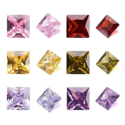 50Pcs Mixed Colors Cubic Zirconia Faceted Rhinestone Cabochons 3X3Mm Mini Flat B