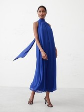 NWT Banana Republic Chiffon Midi Dress Cape Blue XXL party cocktail evening