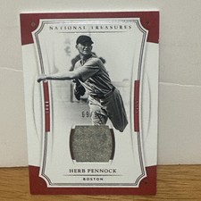 🤑HOF🤑HERB PENNOCK 2017🤑💥RED BORDERS NATIONAL TREASURE💥GAME USED💥MATERIAL