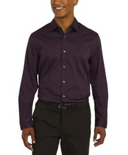 DKNY Mens Shirt Dress Shirt Button-Up Regular Fit, Large, NWT - Red Zinfandel