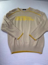 Sean John Sweater Mens XL Tan Knit Pullover Wool Blend V Neck Collection Logo