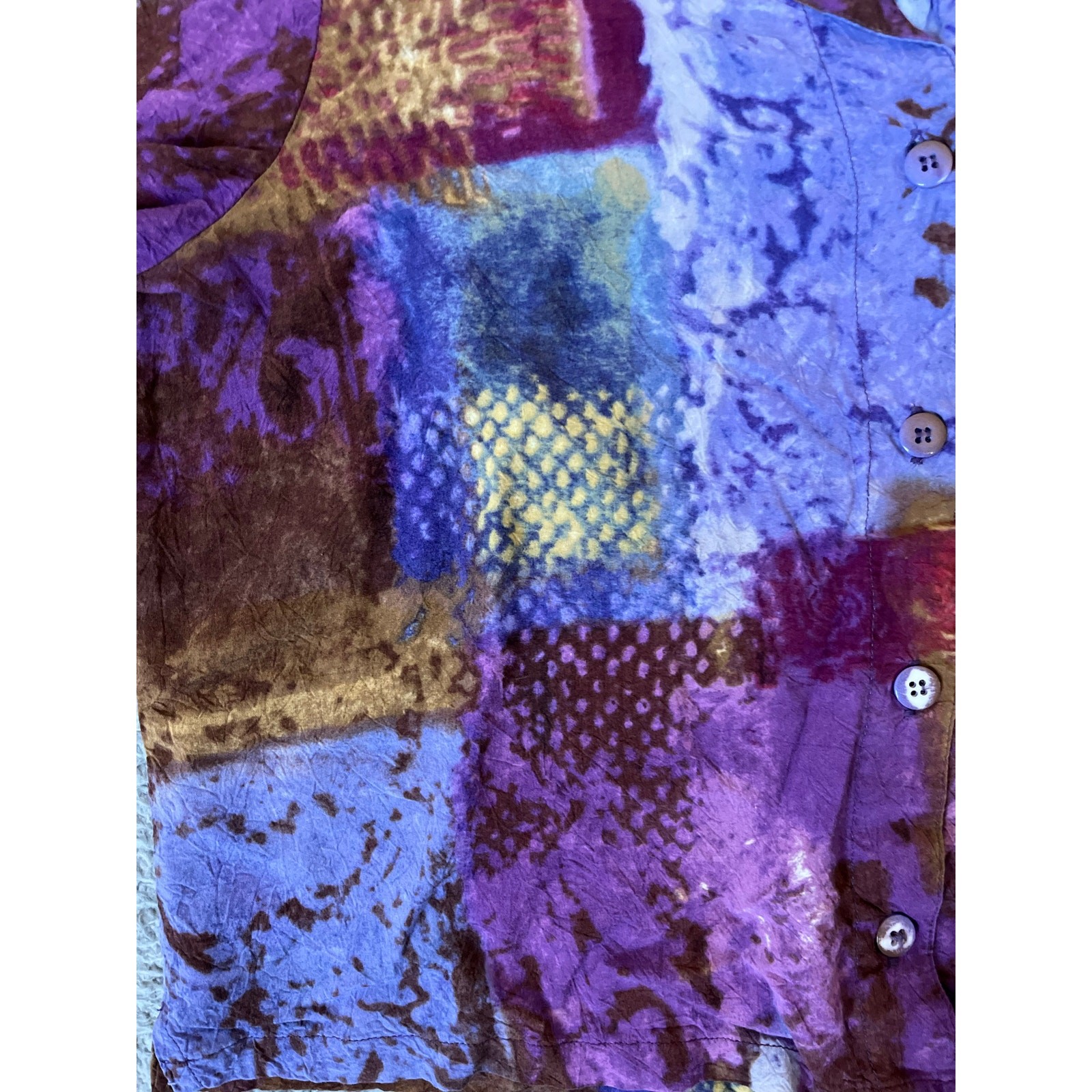 Jams World Button Top Medium Patchwork Crop Boxy … - image 3