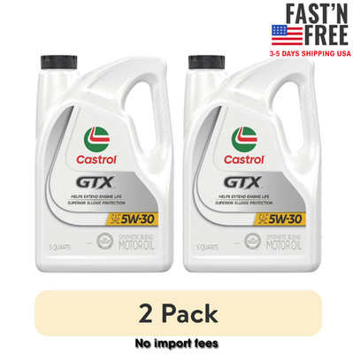 (2 pack) Castrol GTX 5W-30 Synthetic Blend Motor Oil, 5 Quarts