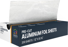 Pre-Cut Aluminum Foil Sheets 200 Count - Foil Sheets for Food, 12  X 10.75  , Eas