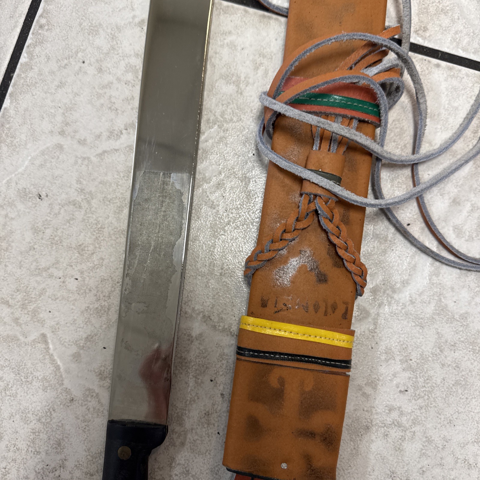 Vintage COLLINS & Co Legitimus Macheti W Leather Sheath 20" Blade