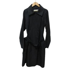 ISSEY MIYAKE Pleated Double-Breasted Trench Coat, IM33FA005 2, Black Women USED