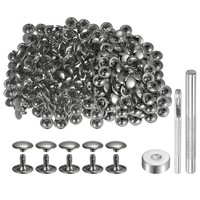 200 Set Leder Nieten 12Mm X 10Mm Metall Doppelkappe Nieten DruckknöPfe, Gunmetal