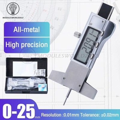 Digital Tread Depth Gauge 0-25mm LCD Stainless Steel Tyre Caliper Tread Ruler