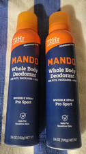 lot of 2 NEW Mando Whole Body Pro Sport Deodorant 72Hr. Spray 3.6oz each