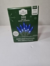 NEW Holiday Time 100-Count BLUE LED Mini Christmas Lights GREEN Wire