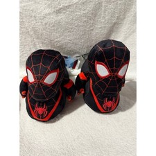 Marvel Miles Morales Spider-Man Kids Plush Slippers Black Red Size 13-1 NWT