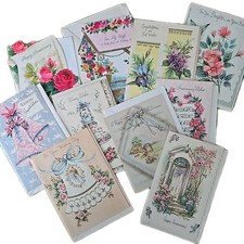 Vtg Lot Kitschy Greetings Cards 70s Floral Glitter Anniversary Wedding Journal
