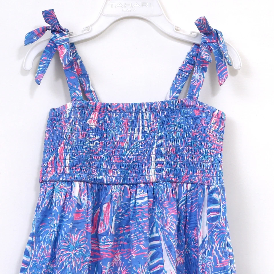 Lilly Pulitzer Girls Mini Kailua Dress Smocked Printed Sleeveless Bow S 281103 - Image 3 of 4