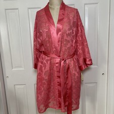 Vintage 90s INNER MOST Satin Kimono Robe Deadstock Size Large Coral Melon Salmon