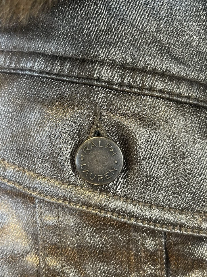 Chaqueta vaquera para mujer Ralph Lauren Collection talla 6 cordero cuello piel de oveja Italia Foto 4 de 4