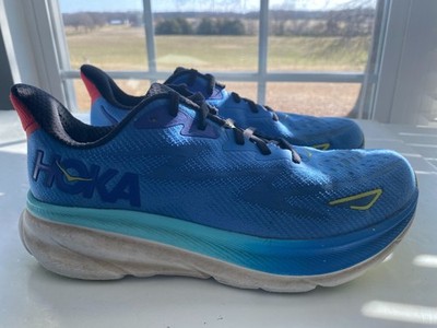 Men's Sz 9.5 D Hoka One One Clifton 9 Virtual Blue Cerise Running Shoes
