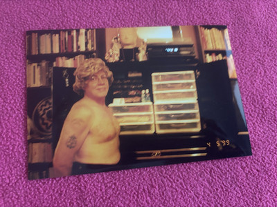 FEMALE trans MALE BEAUTY vintage 1998  PHOTO man in women's clothing WIG tattoo