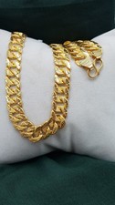 Shine Gold Chain Necklace 22K Real Gold Miami Cuban Link 12mm 26