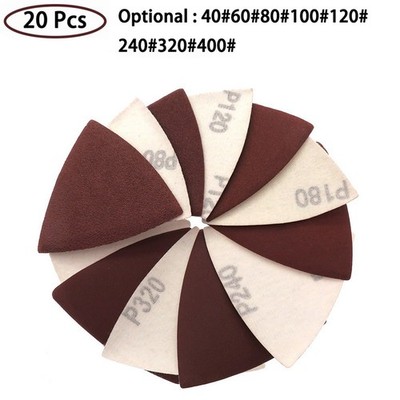 20 Triangle Sandpaper Hook&loop Backing Oscillating Multitool Polishing