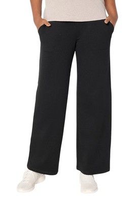 Denim & Co. Active Women's French Terry Wide Leg Pants Black