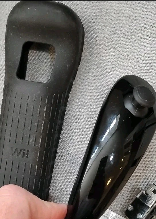 Nintendo Wii OEM Black Nunchuk (RVLAFK2) Thumbstick & Wiimote Sleeve - (No Mote) - Image 2 of 2
