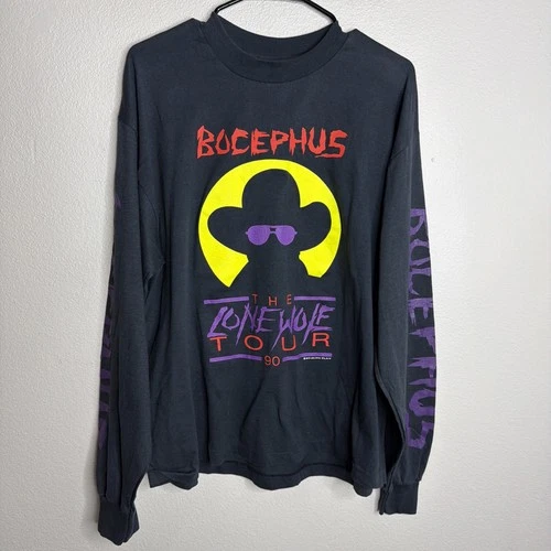 HANK WILLIAMS JR THE LONE WOLF TOUR LONG SLEEVE 1990s vintage concert t-shirt, vintage, size XXL, single stitch, B+ condition
