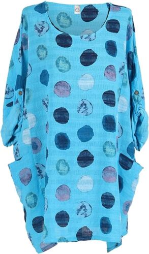 Italian Womens Summer Casual Lagenlook plus size ladies Cotton Dress Tunic Tops - Picture 3 of 19
