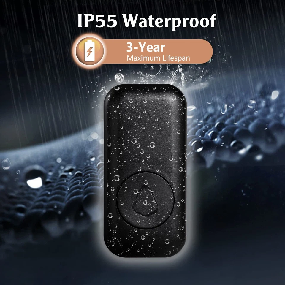 Timbre Inalámbrico Timbre Impermeable Plugin Receptor Volumen Ajustable 1000FT Kit Foto 4 de 4