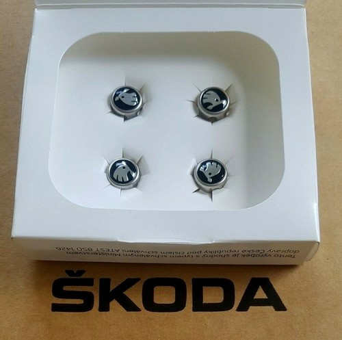 4 Stück original Skoda Ventilkappen Kappen Ventile für Alufelgen valve caps RS - 第 2/3 張圖片