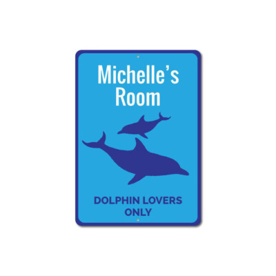 Dolphin Lovers Only Sign, Custom Kid Beach Bedroom Metal Wall Decor - Aluminum