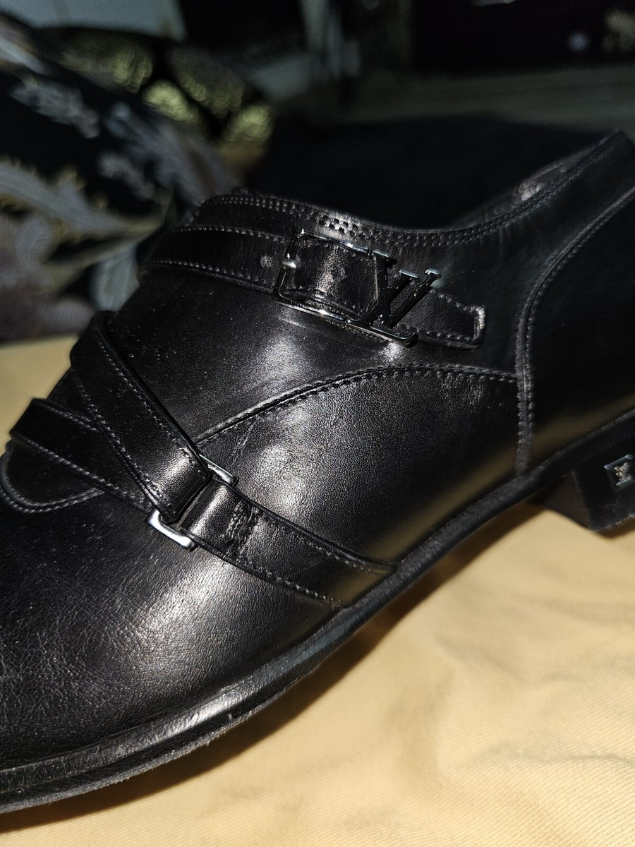 Louis Vuitton Mens Black LV Logo Sz 8.5 Equinox Shoes Derby  display picture 1