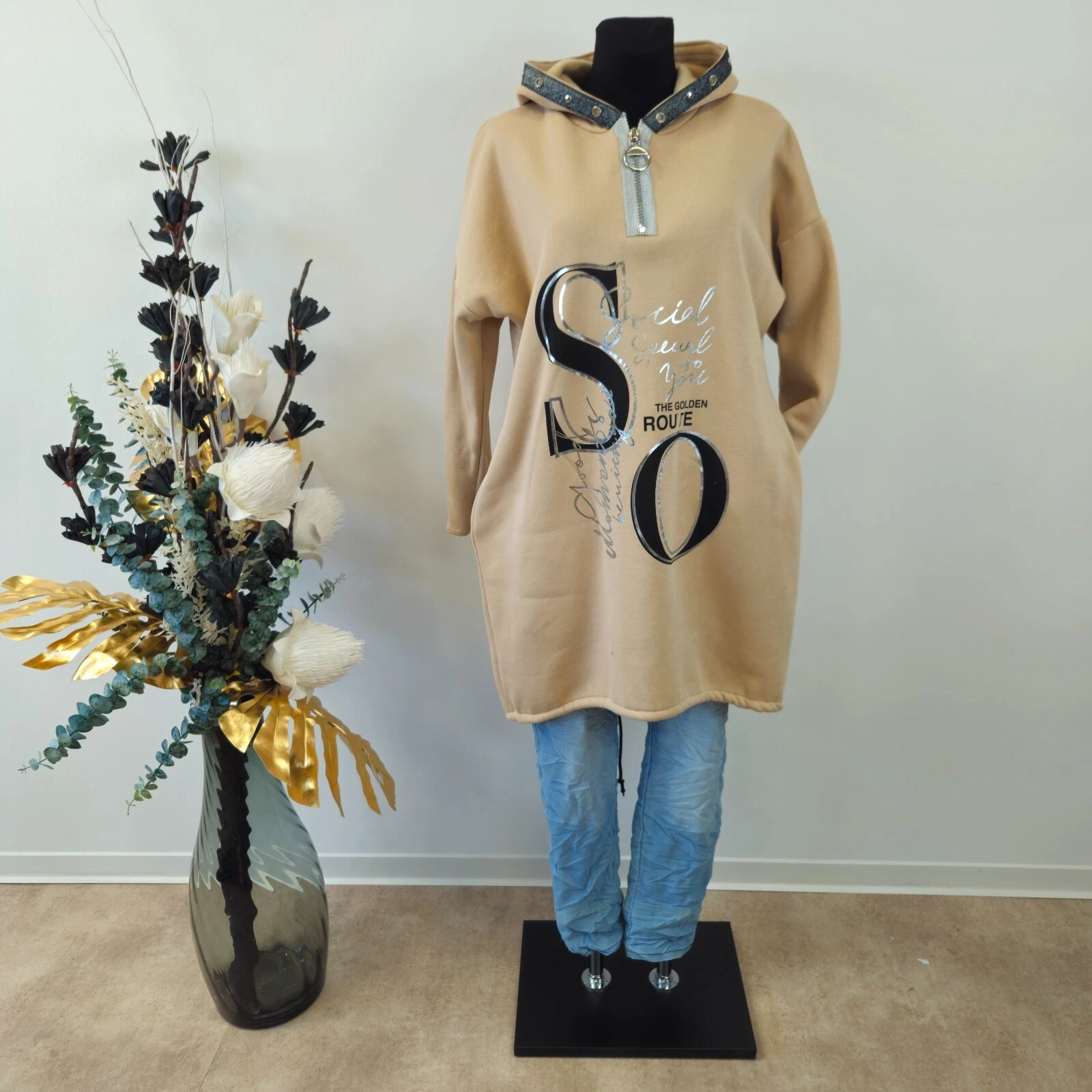 SACAI Felpa Italy Hoodi Spessa Maglione Lungo Taglia 38 40 42 Grigio